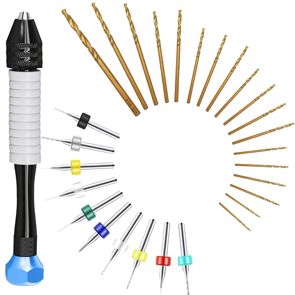 Micro Drill Bits Set with Pin Vise | Small Hand - Drill...