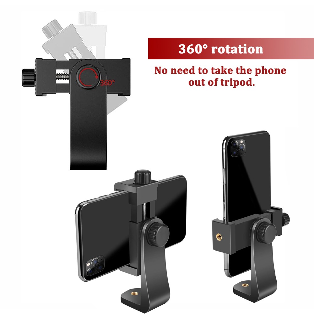360° Phone Holder/Vertical and Horizontal Tripod Mount Adapter Rotatable Bracket