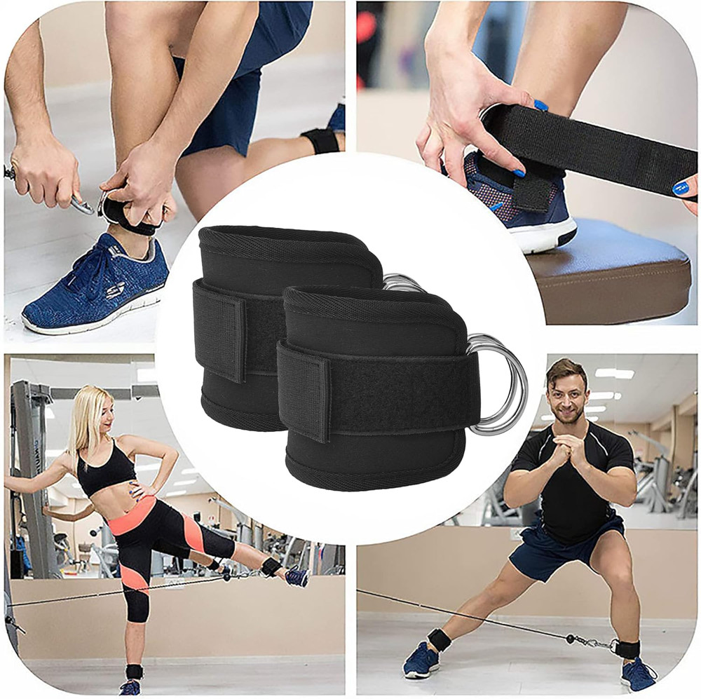 Fitness Ankle Straps for Cable Machines, 2 Pack Comfortable Adjustable Padded...