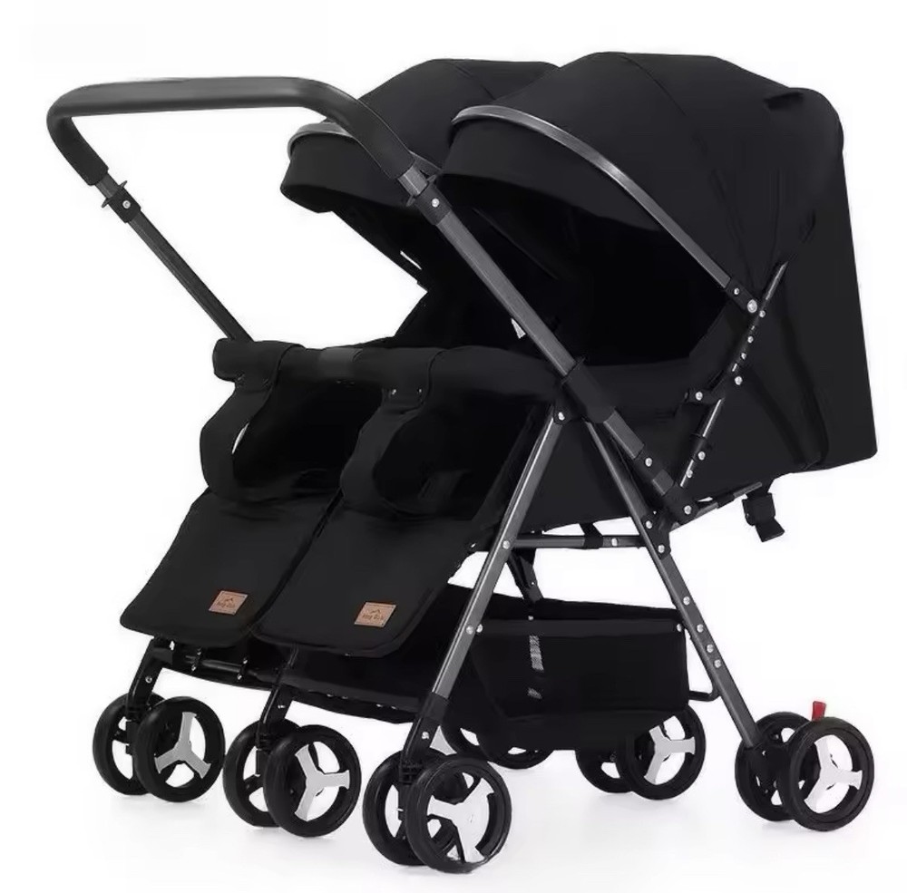Double Stroller Sit & Lying Side By Side Lightweight Foldable Twin Umbrella Strl