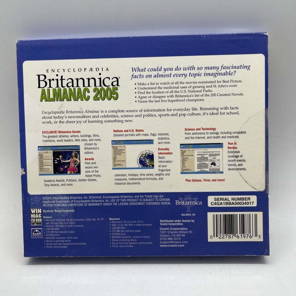 Britannica Almanac 2005 Win Mac (CD-Rom Software PC)