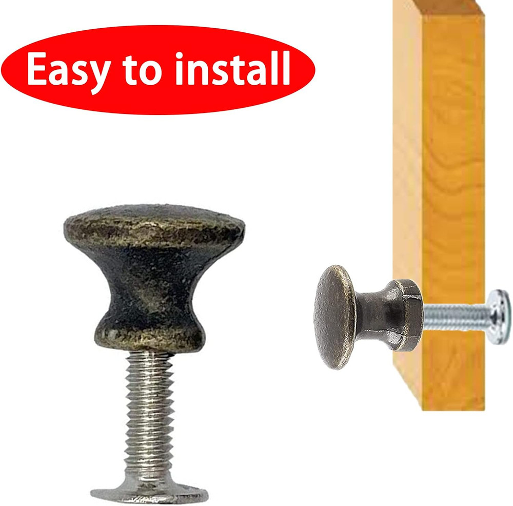 16 Pack Mini Cabinet Knobs, 1/2 Inch Dia Bronze Drawer Pulls Handles, Small roun