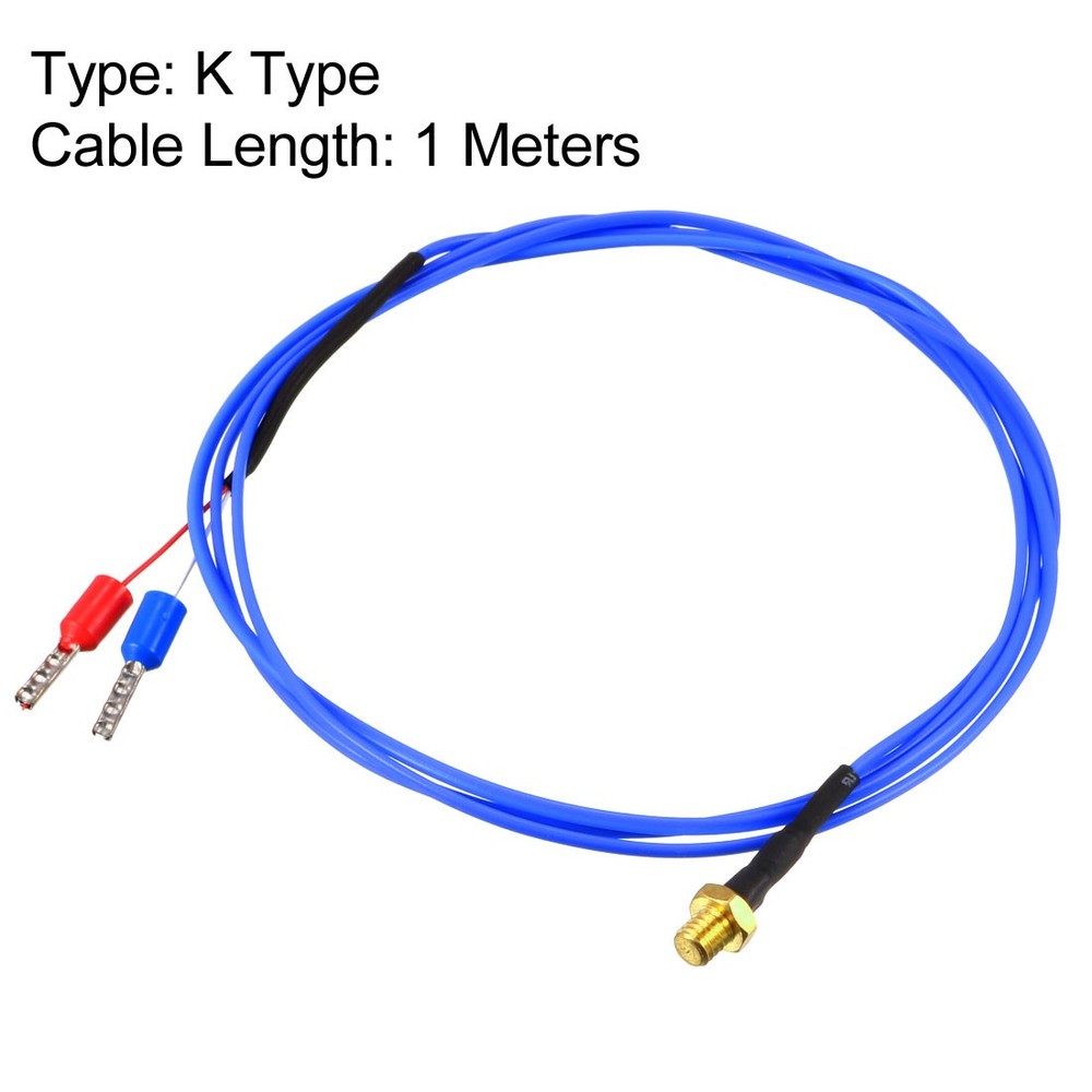K Type Thermocouple Temperature Sensor Probe for 3D Printer 1M Cable M4 Thread