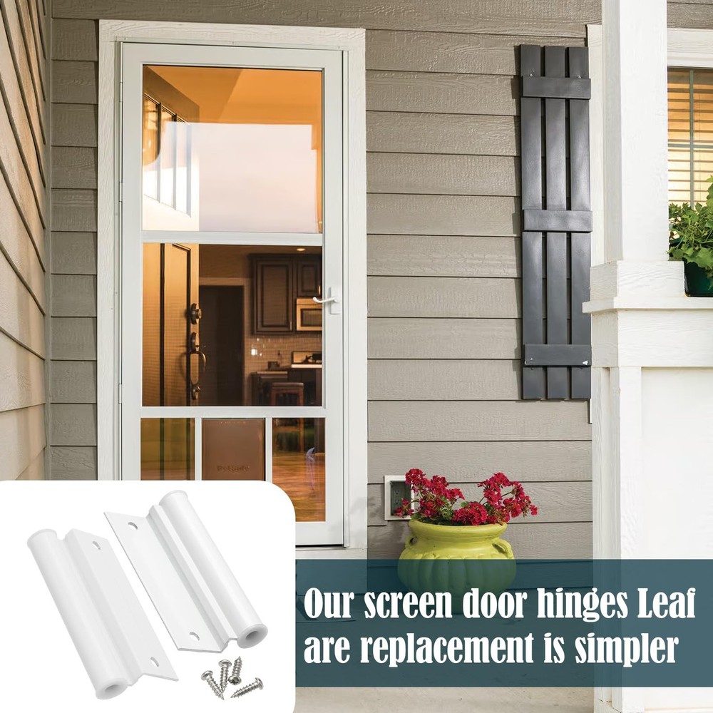 Lower Screen Door Hinge Leaf for Anderson Storm Replacement, White