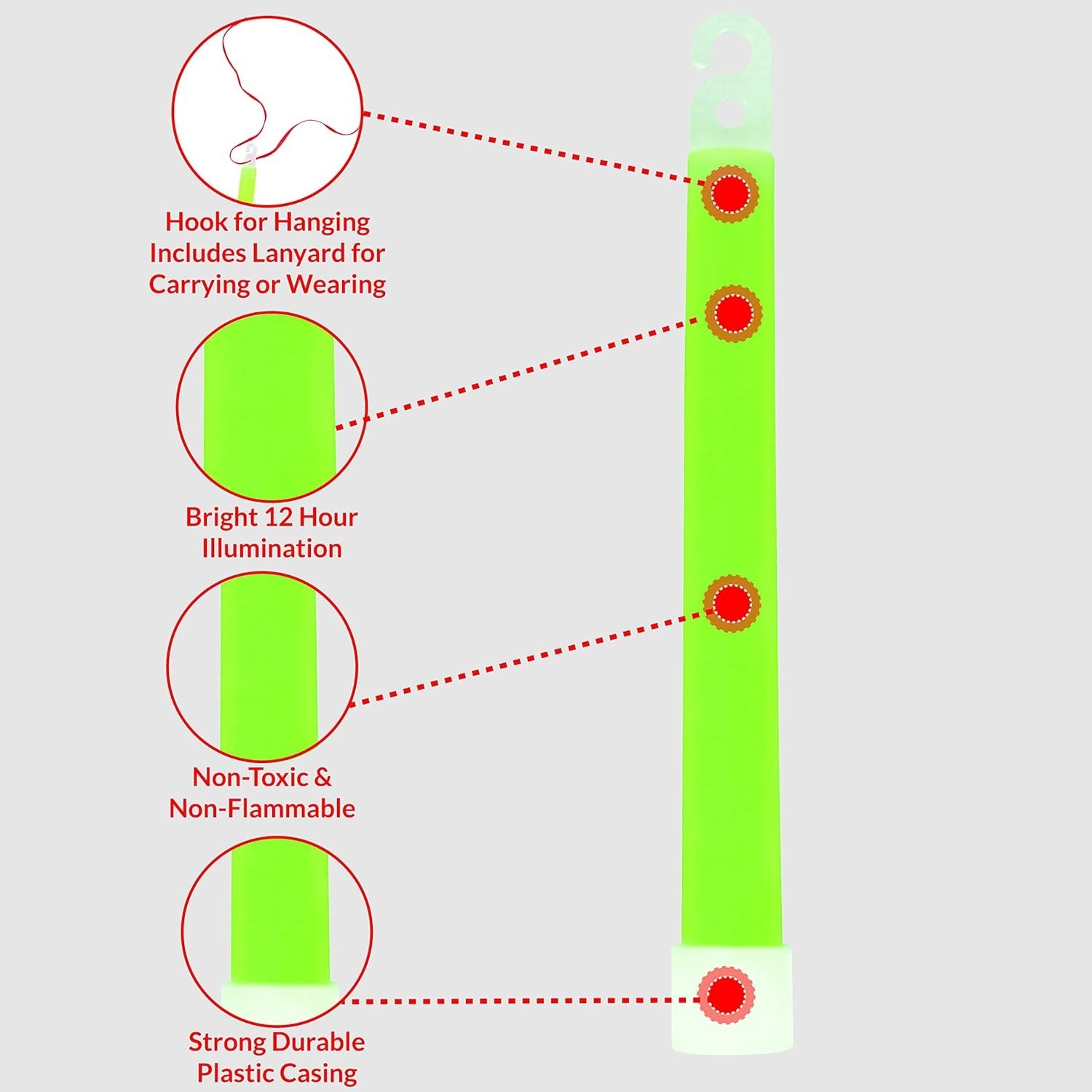 Green Glow Sticks - 6 Pack, 12 Hour Bright Light for Any Adventure