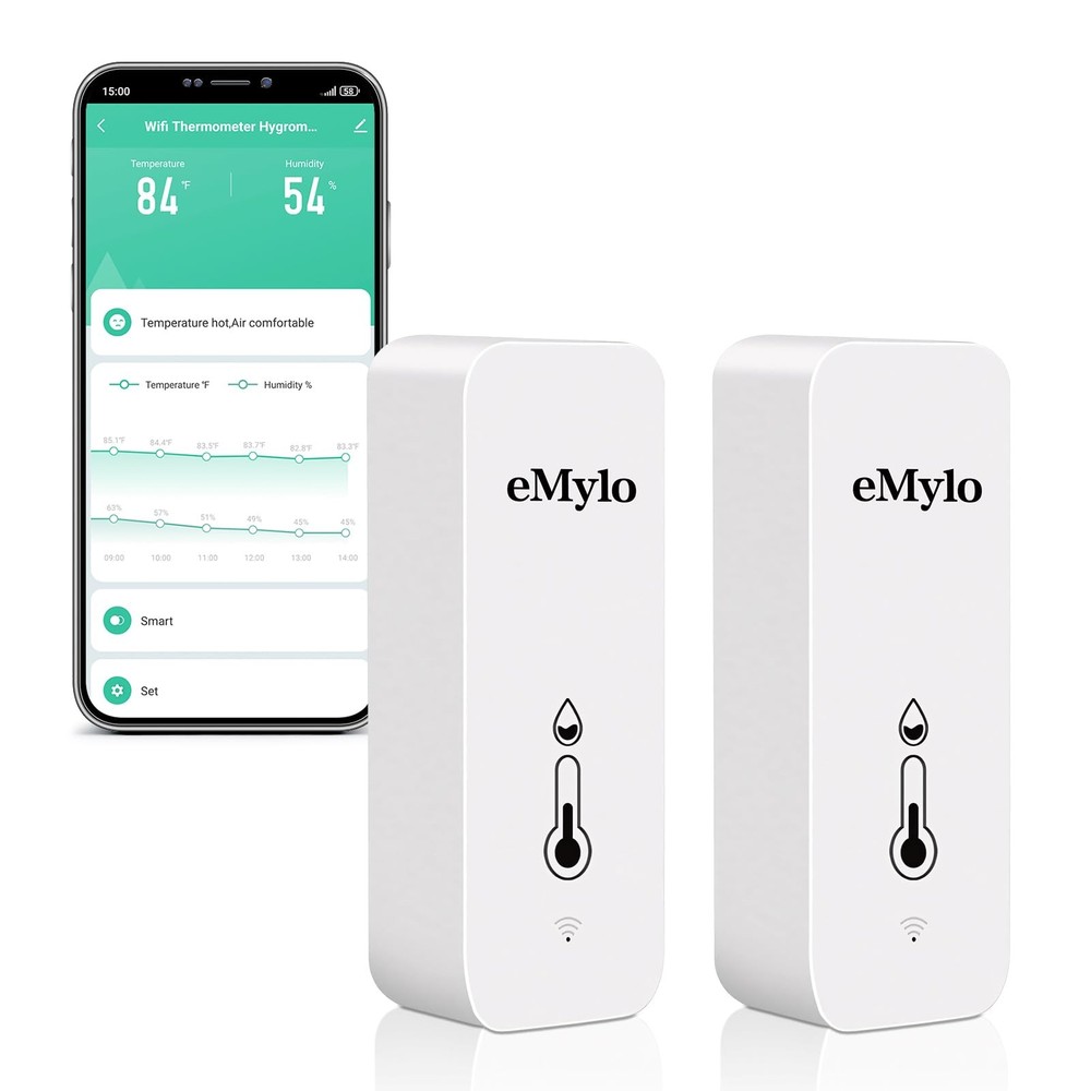 WiFi Temperature Humidity Sensor, Wireless Indoor Thermometer White