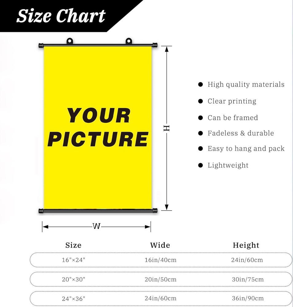 Custom Canvas Scroll Poster Personalized Customize Different Sizes