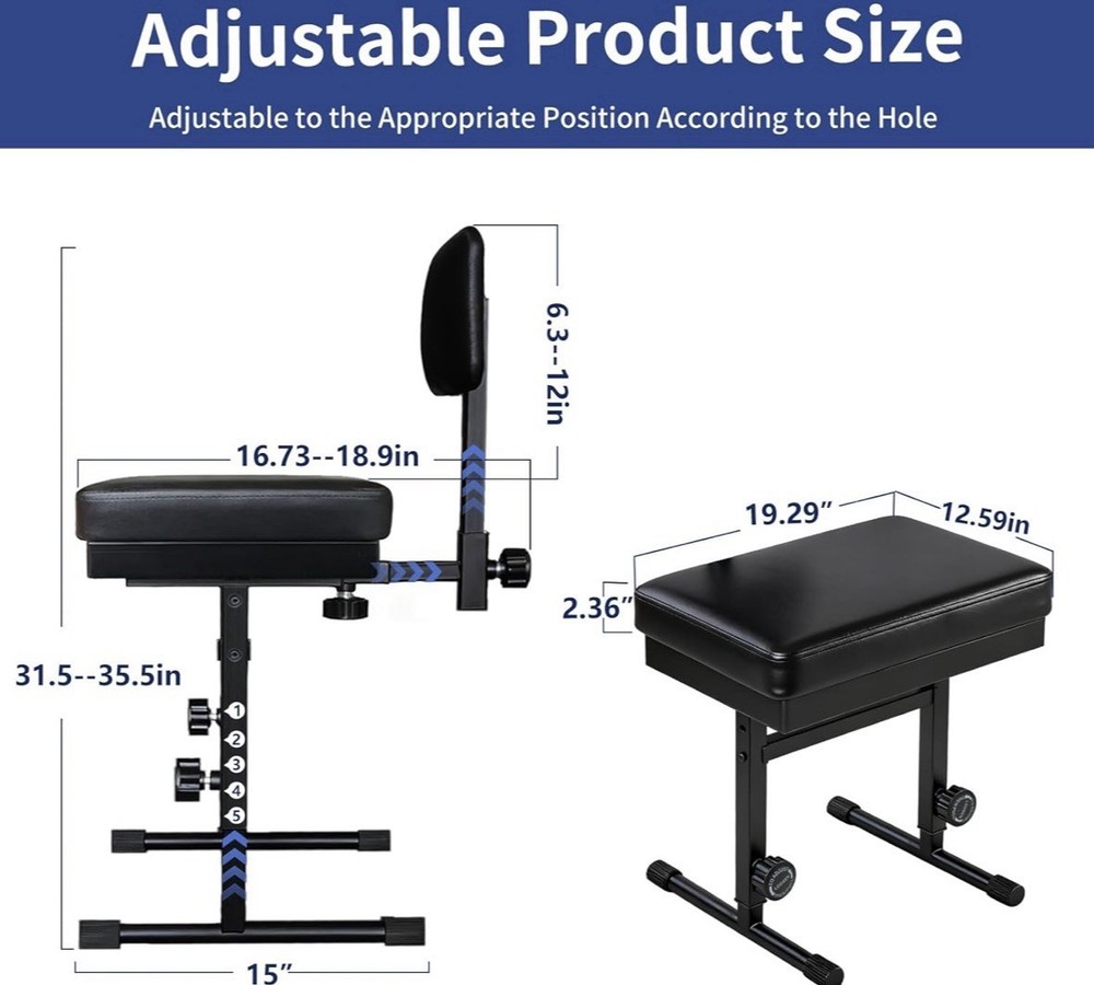 MXQMKL Ajustable Piano Bench With Storage