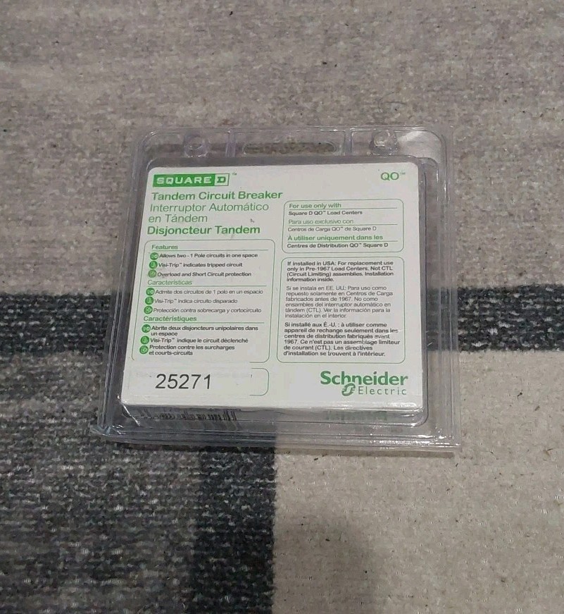 Square D QO2020C Amp Single Pole Tandem Circuit Breaker 120/240 VAC ~ 50/60 Hz
