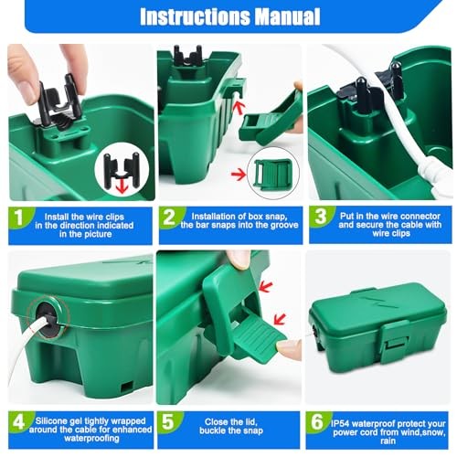 3PCS Small Weatherproof Electrical Connection Box(Inner Green