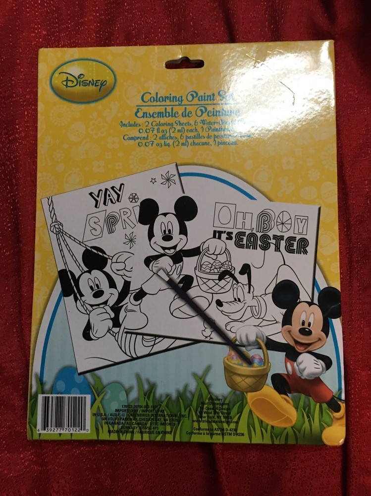 2- Disney Mickey Mouse Spring Easter Edition Coloring Paint Set Arts & Craft