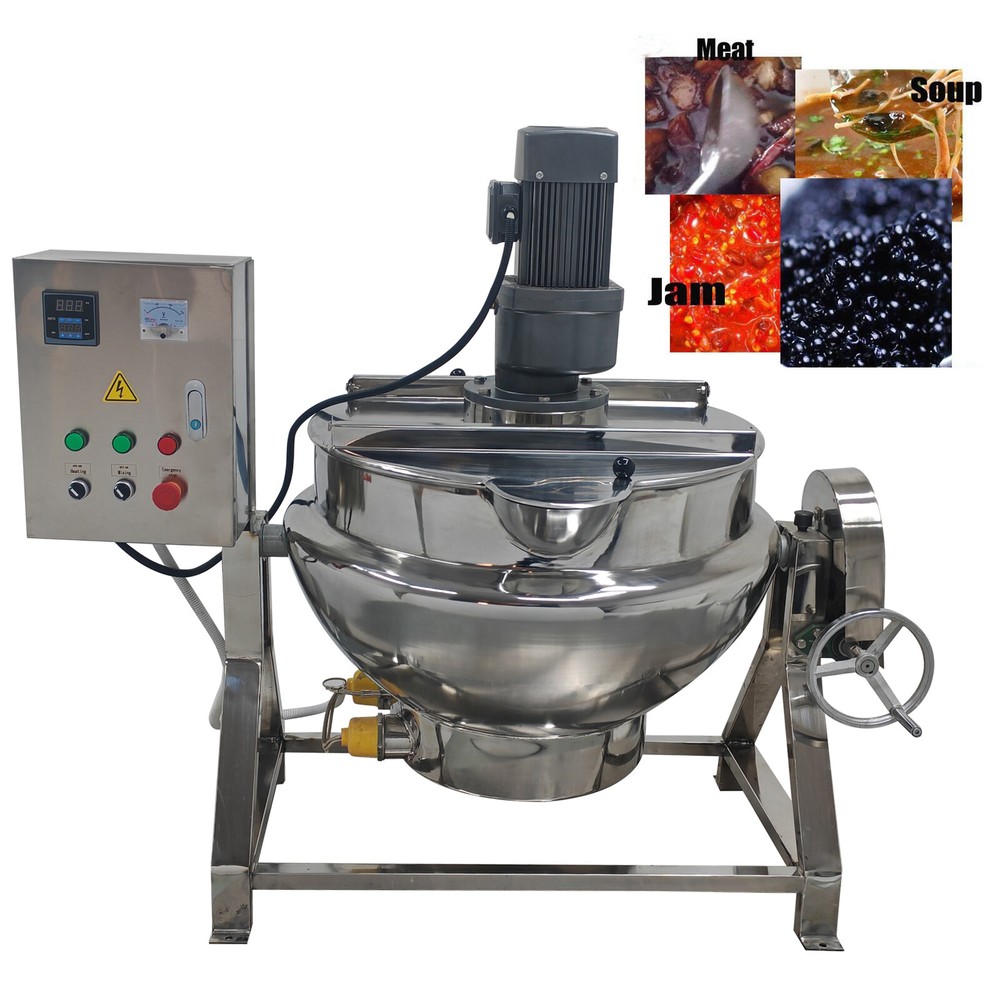 26.5Gal Electric Jacketed Kettel Tomato Paste Soup Sugar Boiler Mixing Pot 220V