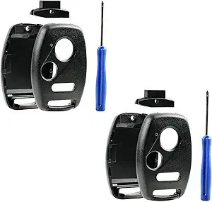 Cutting NOT Required - 2 Key Fob Keyless Entry Remote Shell Case & Pad   2x Kit