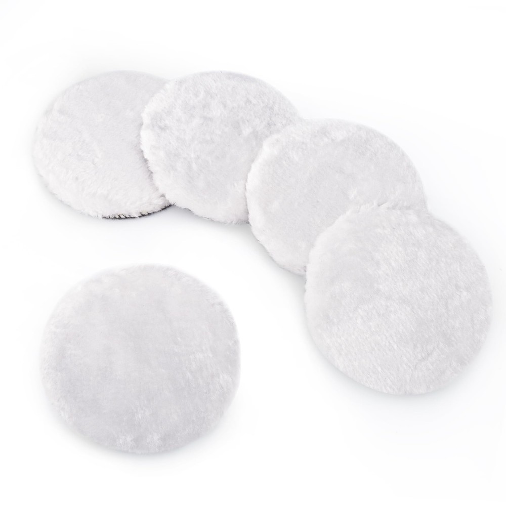 5 PCS 5 Inch Wool Polishing Pad Hook and Loop Buffing Wheel for Orbital Polis...