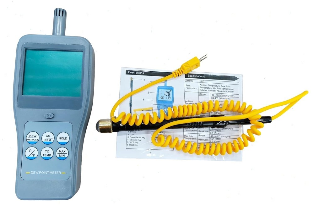Digital Thermocouple Dew Point Meter With Surface Temp -50~200°C 7 Parameters