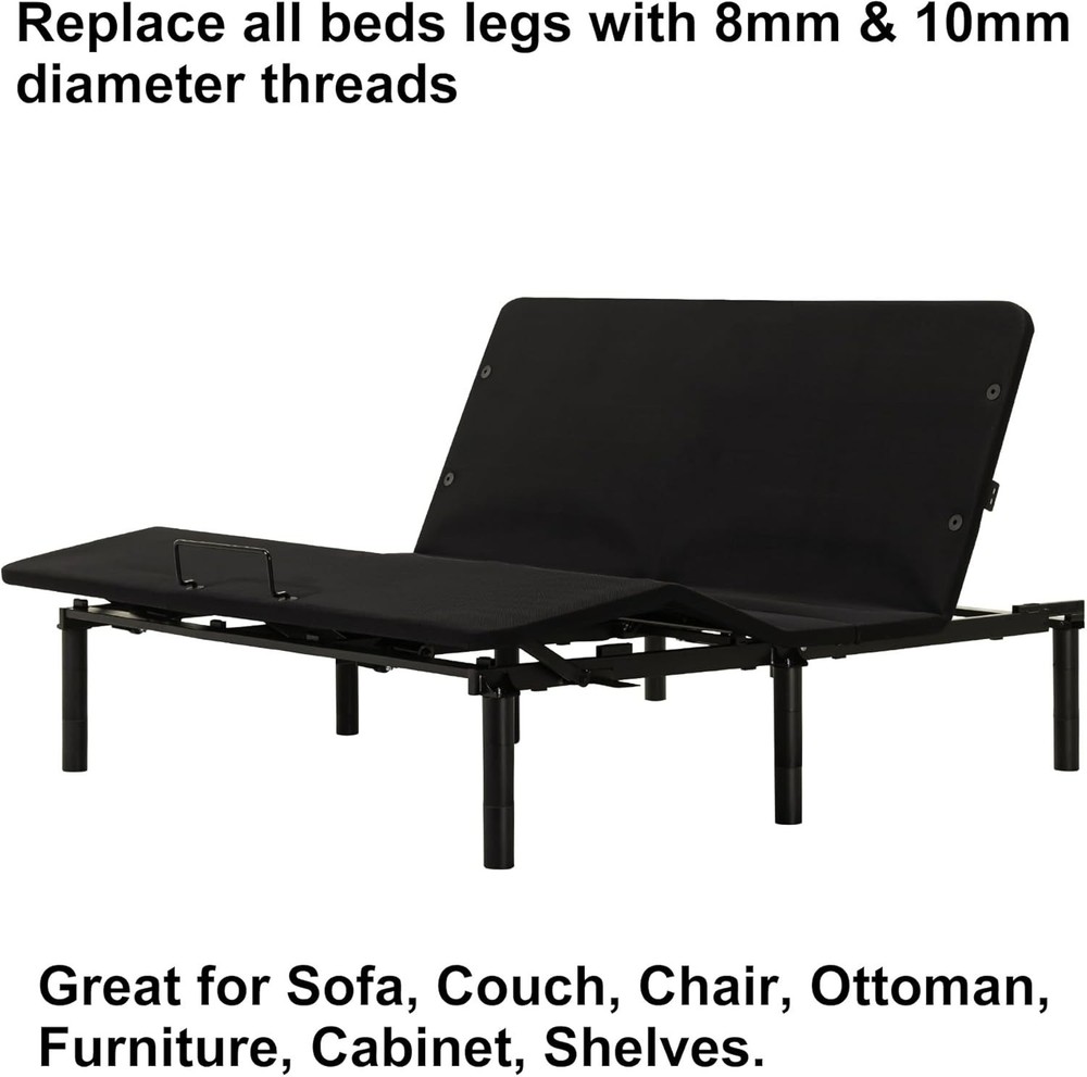 12 Inch Bed Legs Replacement for Adjustable Bed Base Frame, 3 in 1 Screw in L...