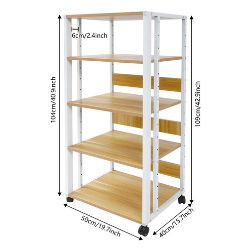 5-Tier Adjustable AV Media Stand Rack with Lockable Wheels, Modern Design New