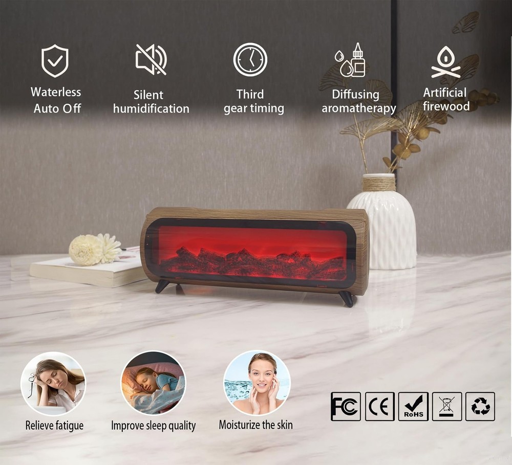 Flame Fireplace Aroma Diffuser-Aromatherapy Essential Oil Diffusion-7 Flame C...