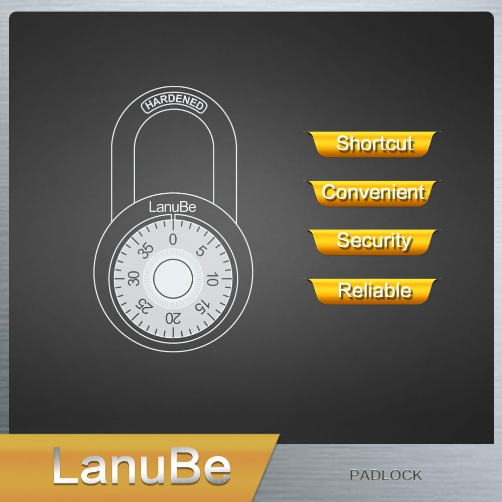 Lock Standard Dial Combination Lock, 2 In. Wide, with Different Combinations, Bl