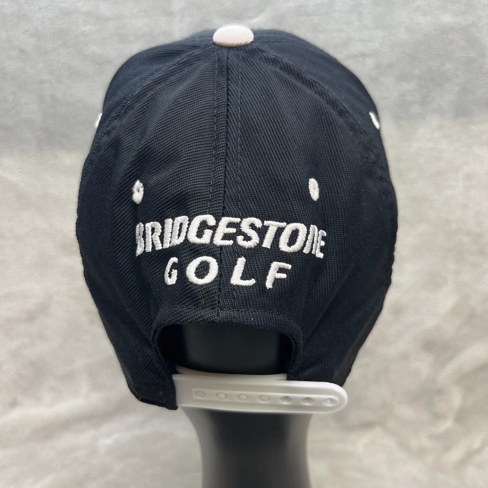 Bridgestone 110 Golf Patch Cap Adjustable Golf Hat Black White OSFM