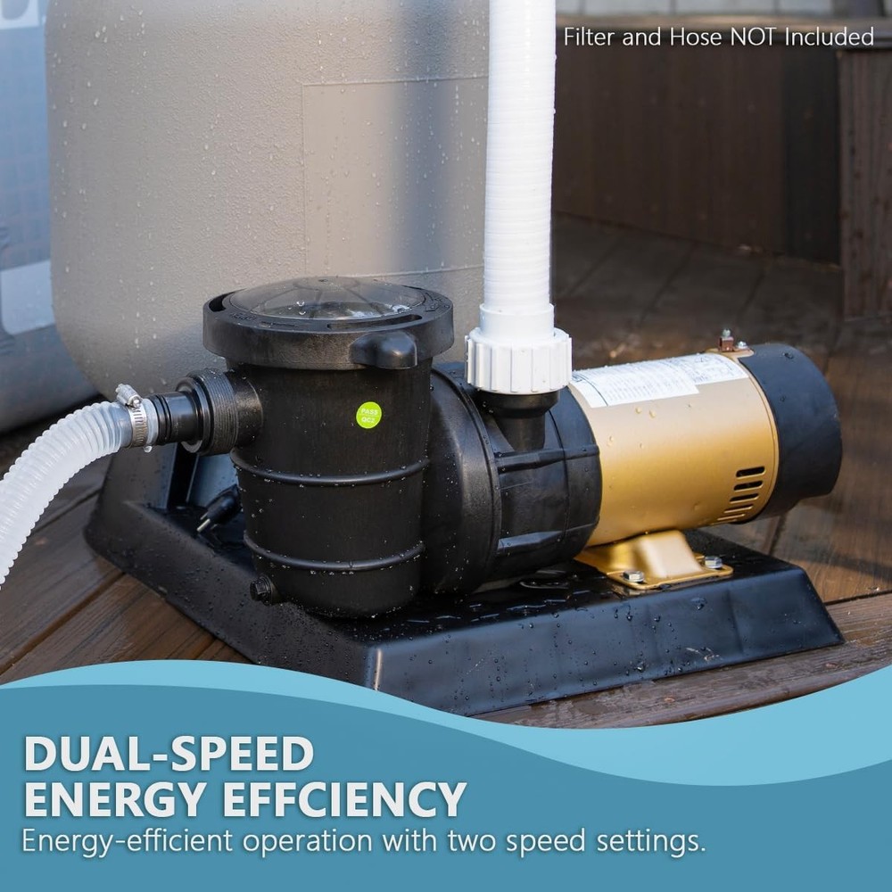 1.5HP Variable Speed Above Ground Pool Pump 2-Speed High Flow Serviceable