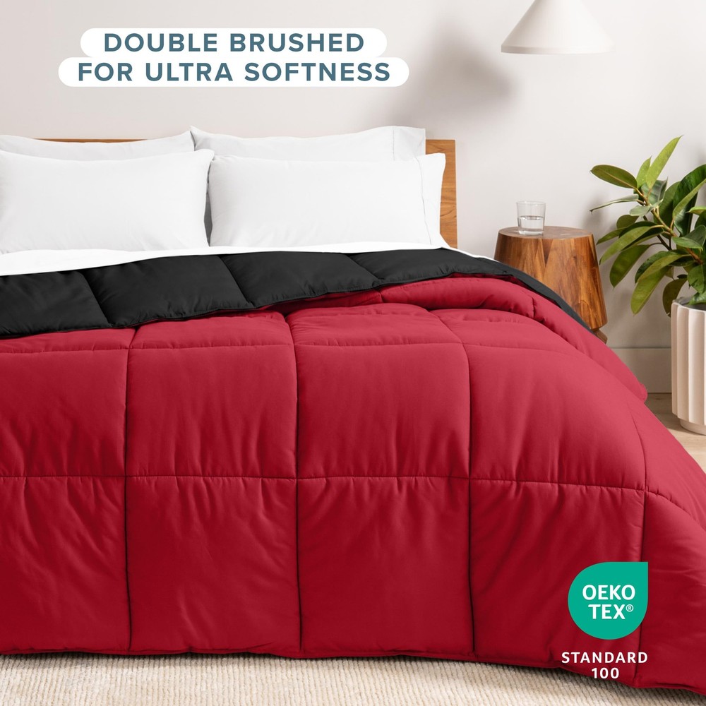 Reversible Black Red King Comforter Ultra Soft Down Alternative Blanket
