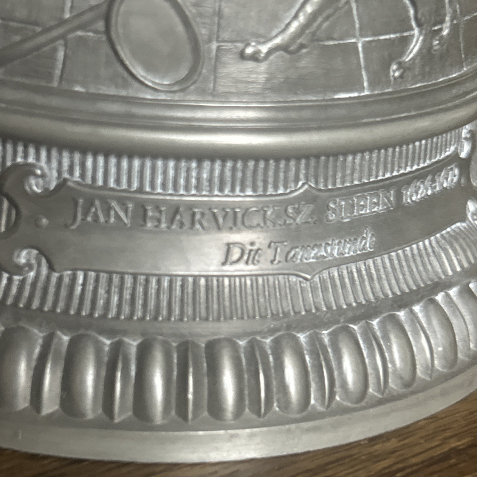 Vintage ceramic German stoneware beer mug with tin cap