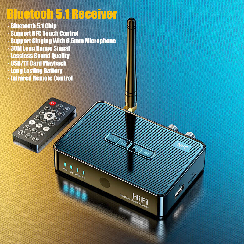 Bluetooth Receiver NFC Audio Adapter 2 RCA 3.5mm 6.5mm For Old Speaker Amplifier