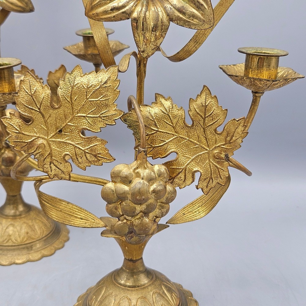 Pair Gilt Brass Foliform Candelabra