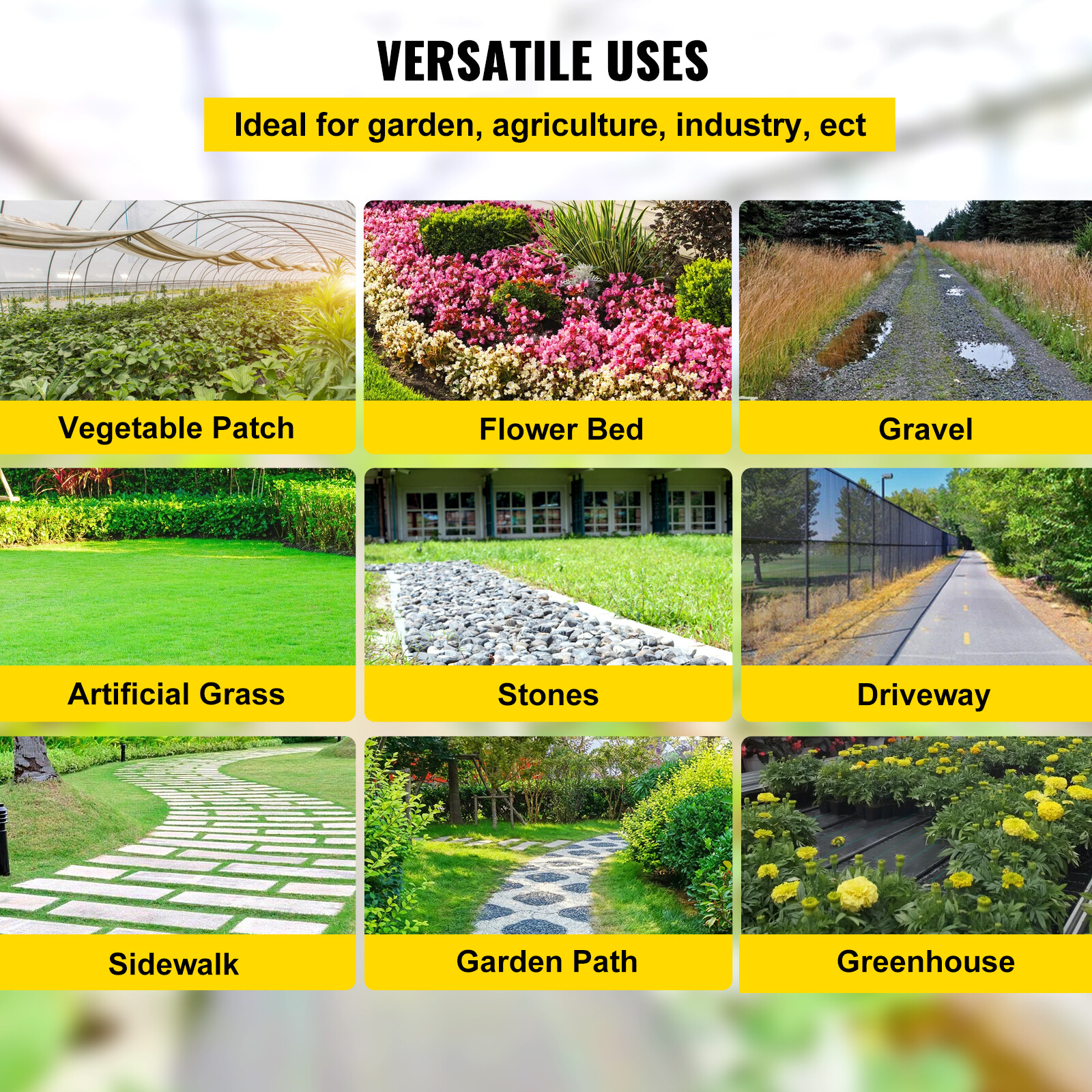 VEVOR 6.5'x330' Weed Barrier Landscape Fabric Ground Cover 3.2z PP Chemical-free