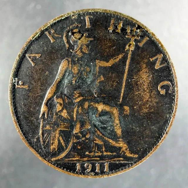 1911 Great Britain Farthing George V Britannia Reverse