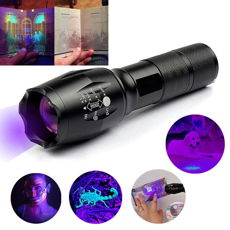 UV Flashlight Black Light Super Bright 120000lm Torch Ultra Violet Lamp LED