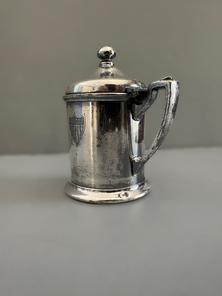 Silver Plated Condiment / Mustard Pot with Glass Insert