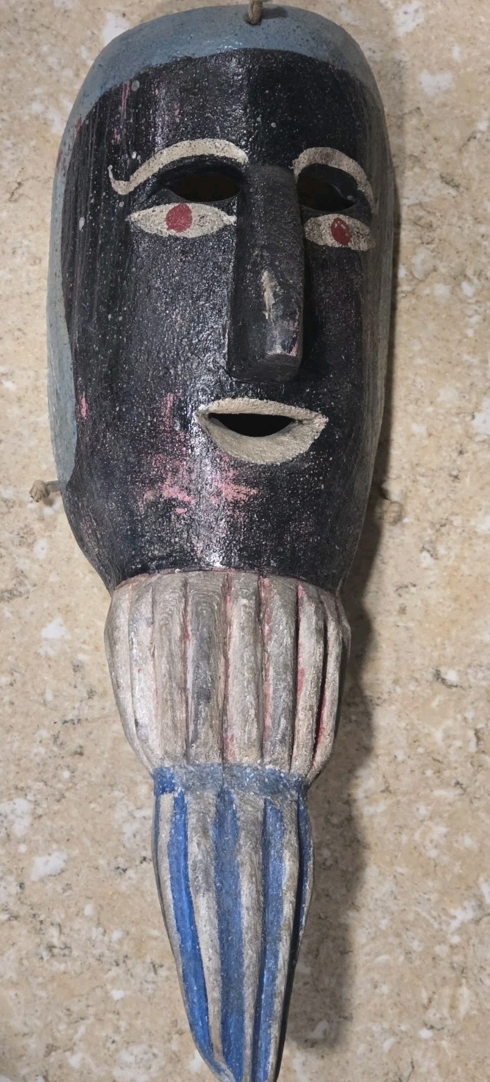 VINTAGE/ANTIQUE AUTHENTIC DANCE MASK HAND CARVED HAND PAINTED WOOD  OLD