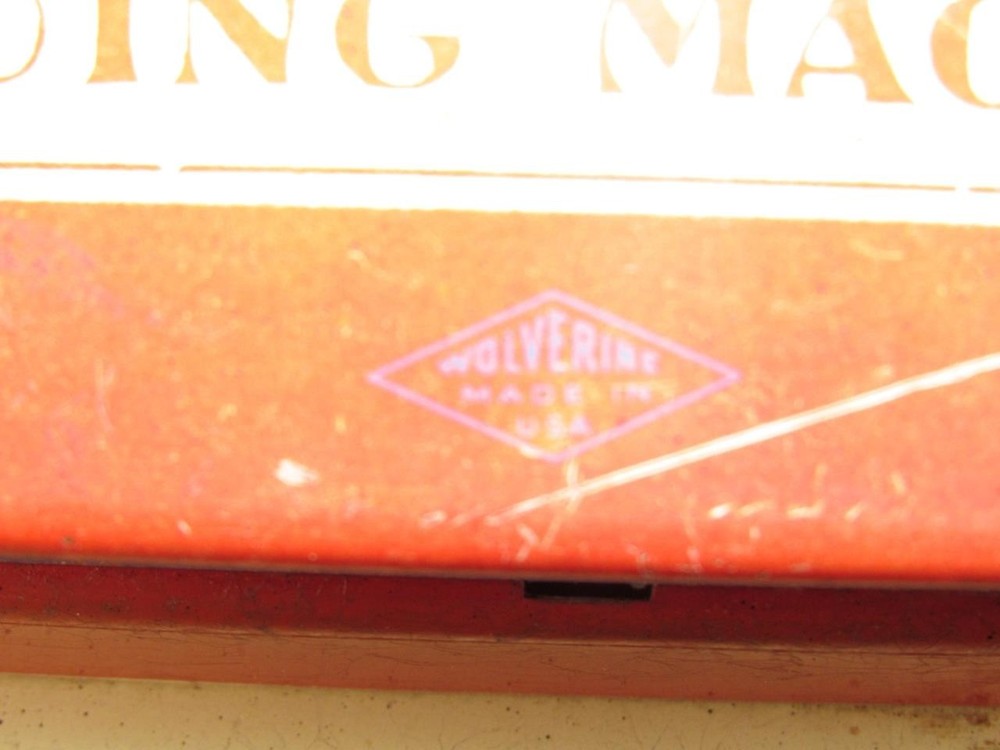 Vintage 40s Working Tin Litho Wolverine Adding Machine Hand Pull Dial Calculator