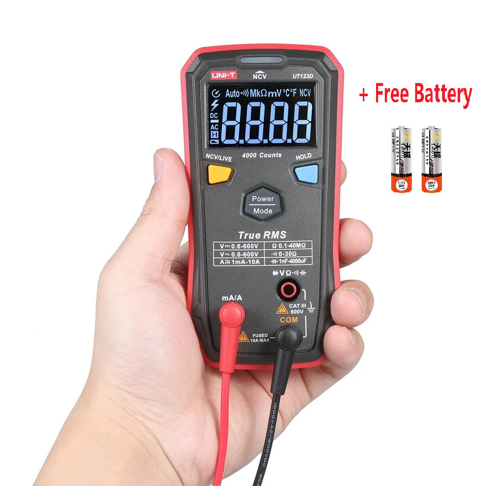 UT123D True RMS NCV DC AC Ohm Cap Live Wire Test Smart Digital Multimeter Tool