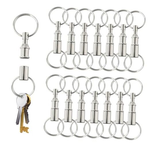14 PCS Quick Release Detachable Keychain Dual Pull Apart Key Rings Double