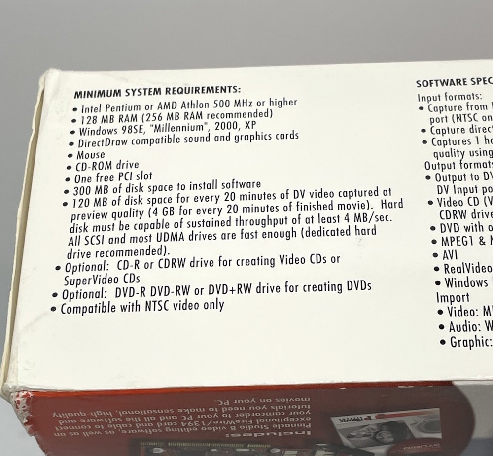 Pinnacle Studio DV Version 8 Professional Movie Making System Computer Software