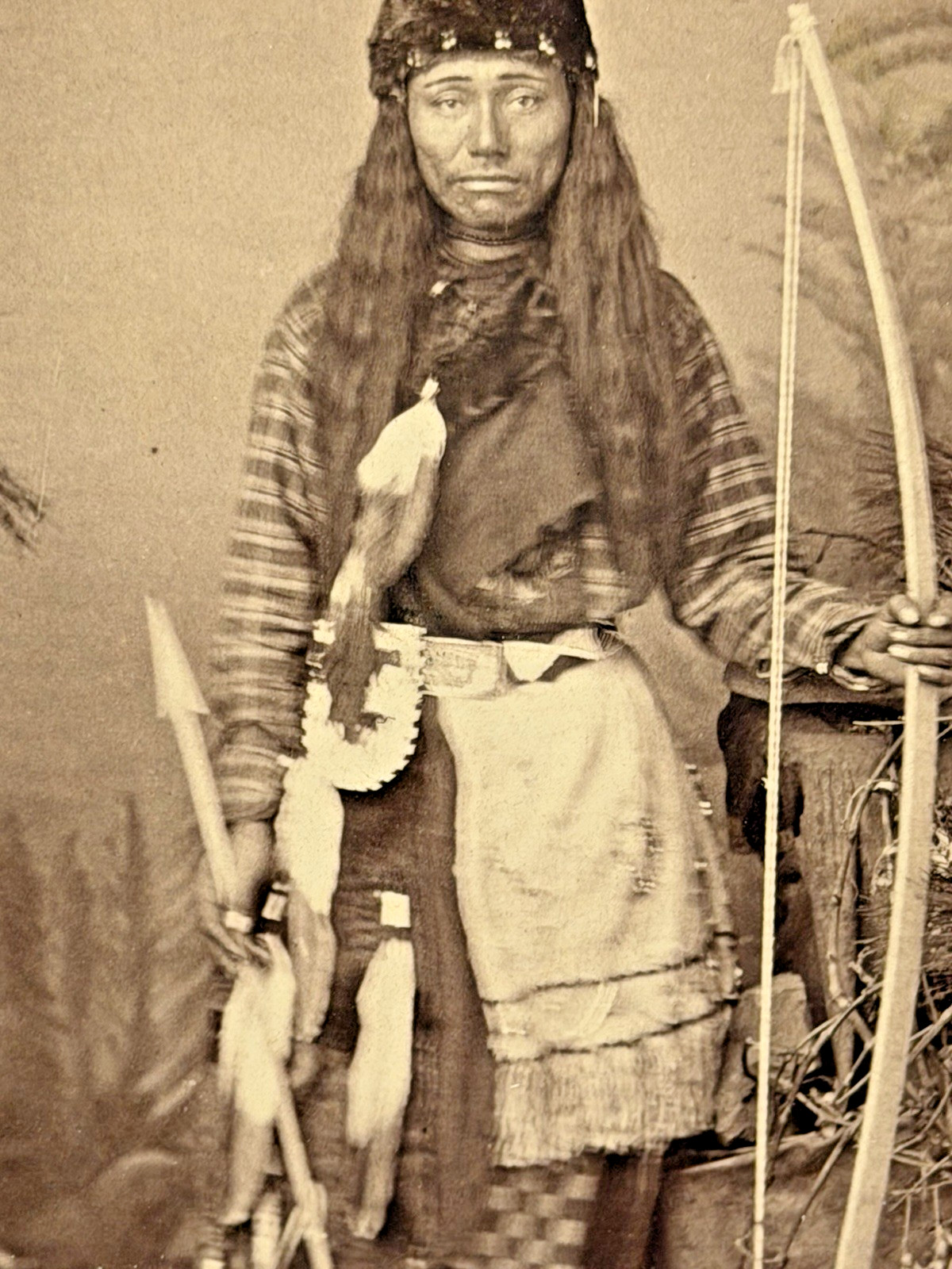 Antique Native American Indian Cabinet Card Photograph of Yaqui Tribe Individual