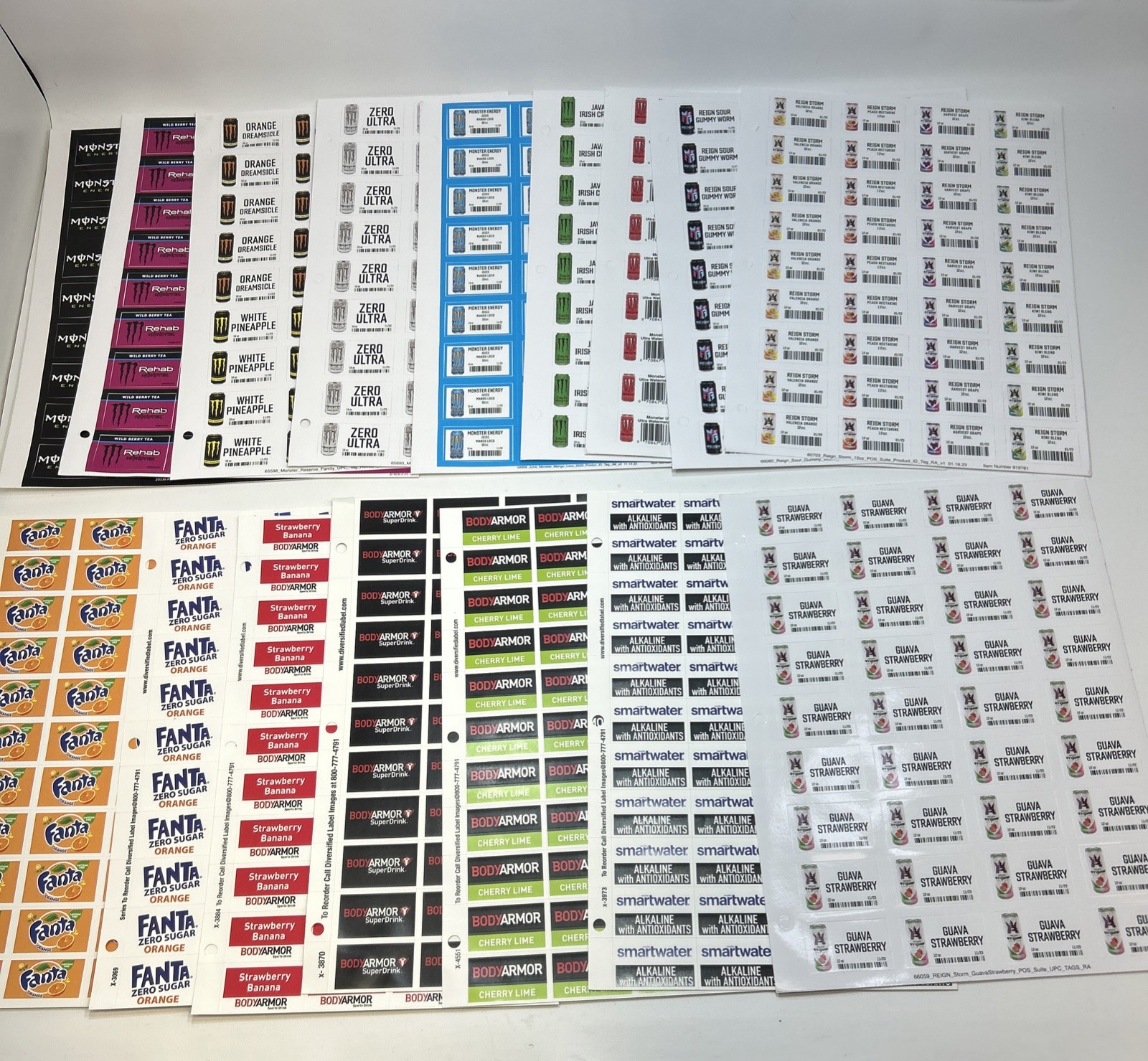 Coca-Cola Co. Drink Products Sticker / Shelf Tags 1”x 1-5/8” (16 Sheets)