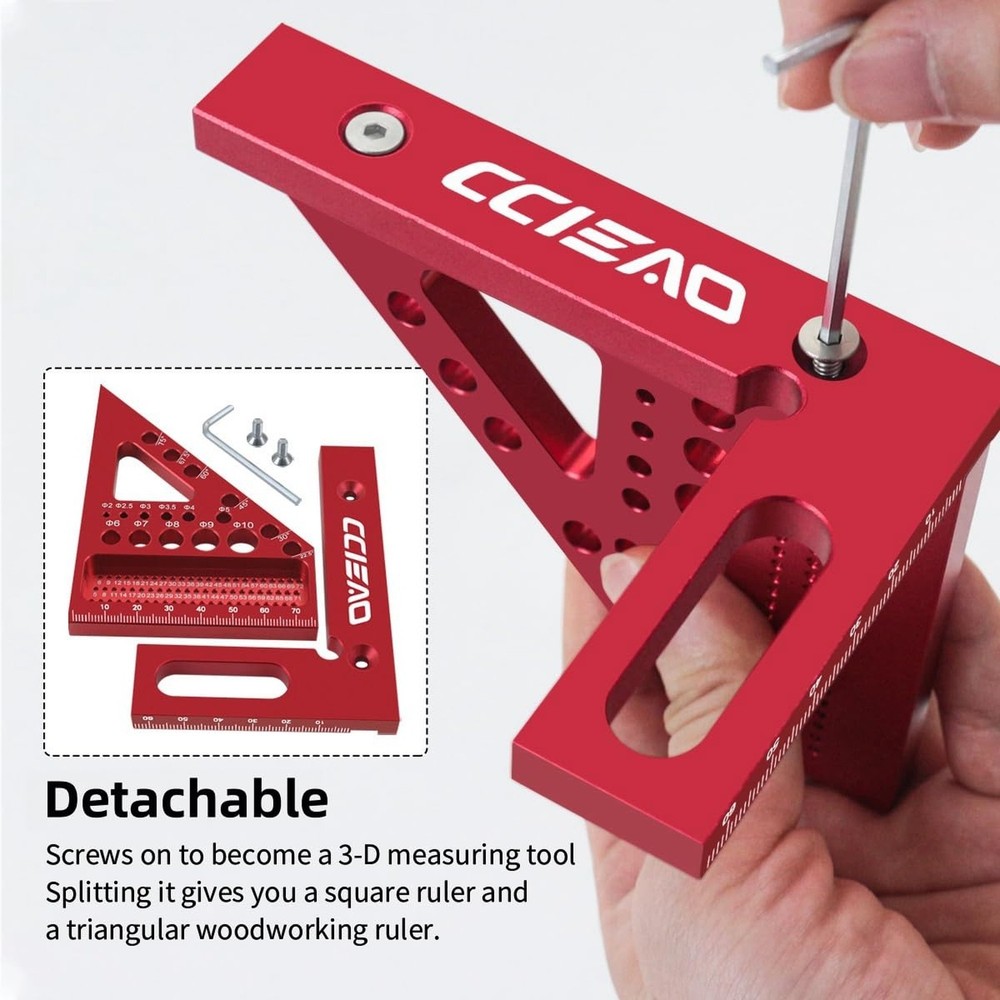 3D Multi-Angle Carpenter Square Scriber, 22.5-90 Degree Drawing Line Ruler wi...