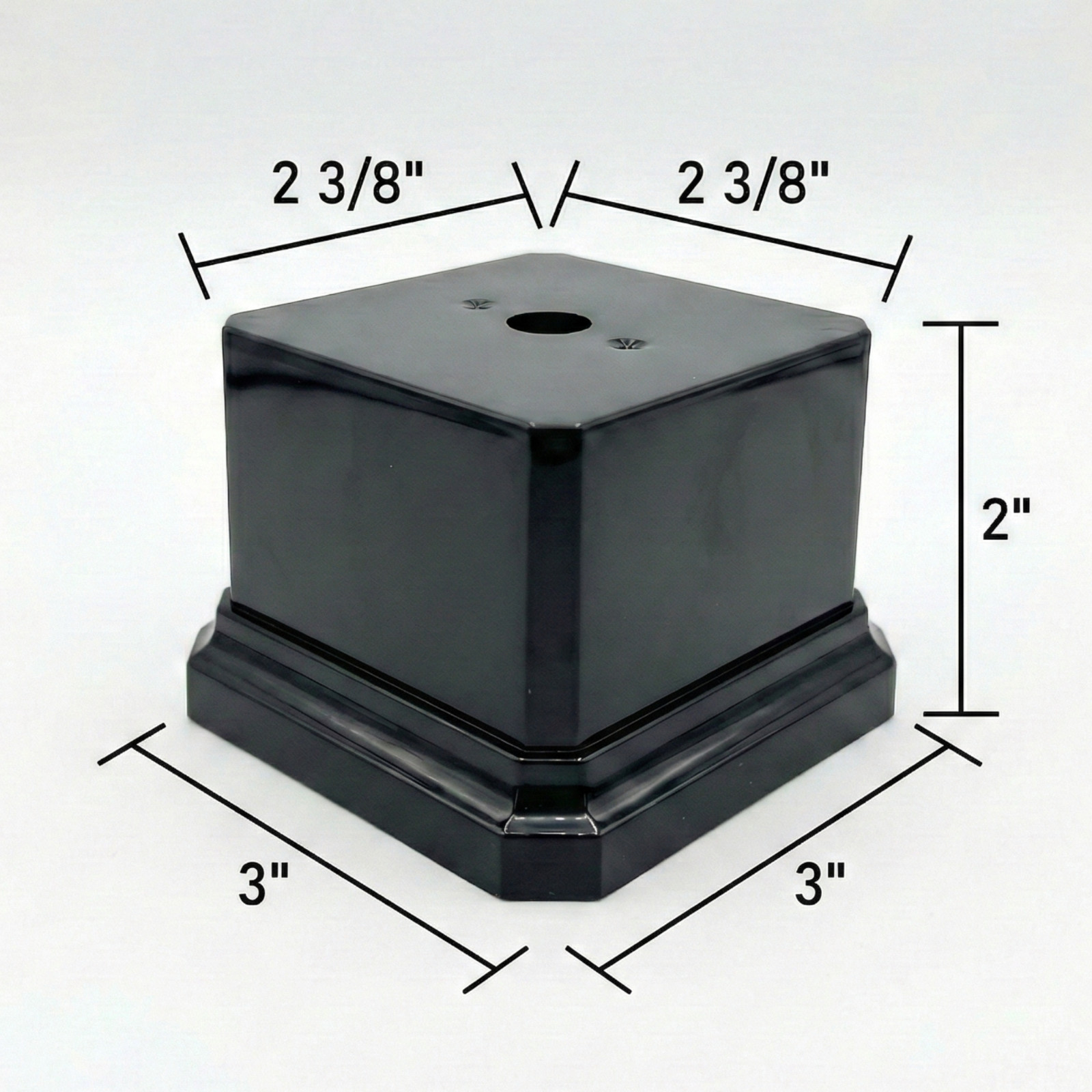 Black Gloss Display Base Weighted Square Pedestal for Trophies, & Crafts