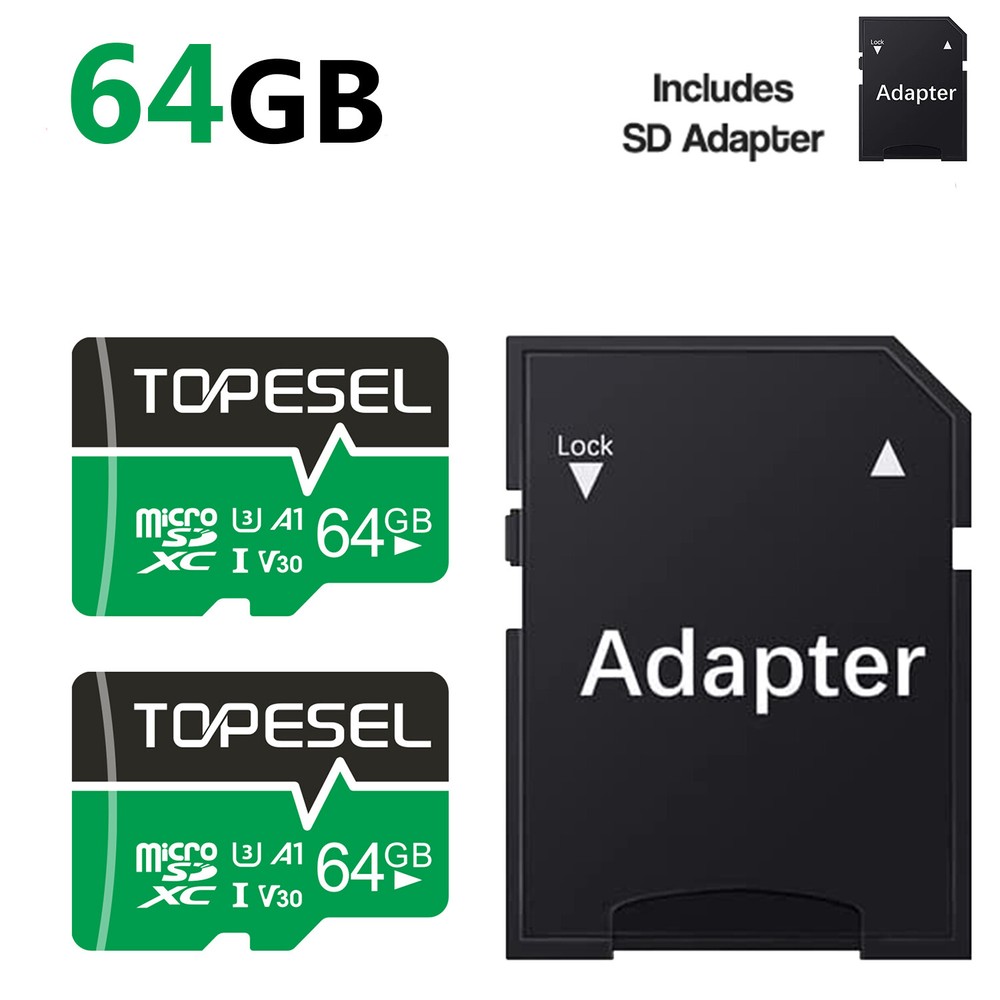 2X 64GB Micro SD Card SDXC Class10 V30 Memory Card TF Memory Flash Card Camera