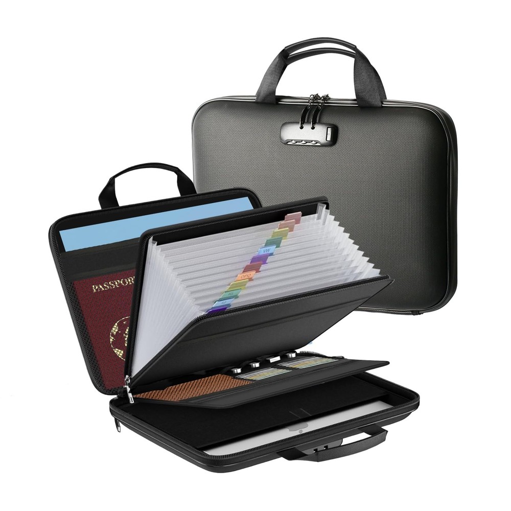 Fireproof Document Storage Box with Lock - Portable Hard Case Organizer