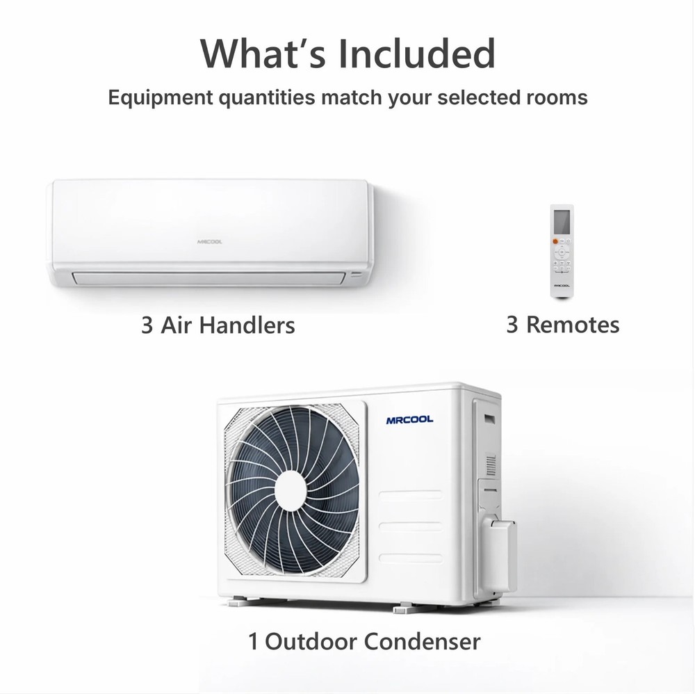 MRCOOL Olympus 3 Zone Mini Split System Heat Pump AC Heat Low Ambient Multi Room