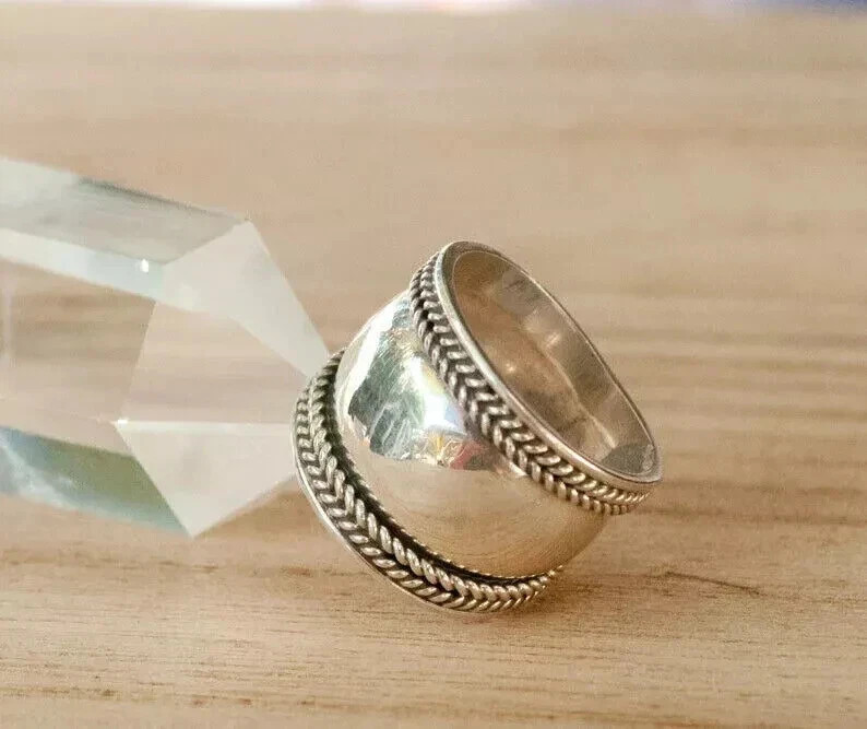 925 Sterling Silver, Solid Silver, Band Ring, Wide Cigar Band Ring