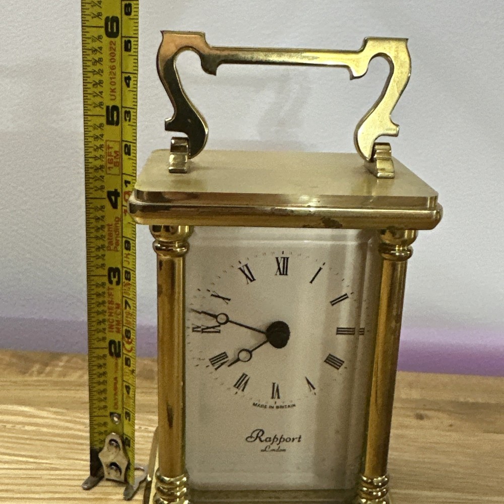 Vintage Rapport London Solid Brass Cariage Clock Quartz
