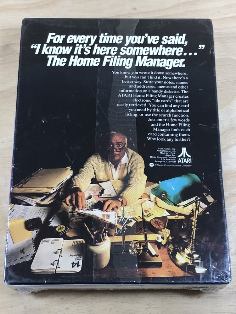 Atari The Home Filing Manager A Home Management Program For Computers New Sealed