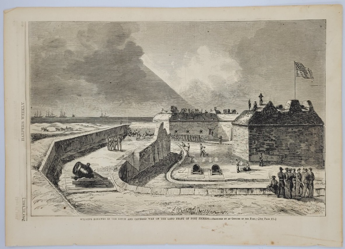 Wilson's Zouaves at Fort Pickens 1861 vintage print