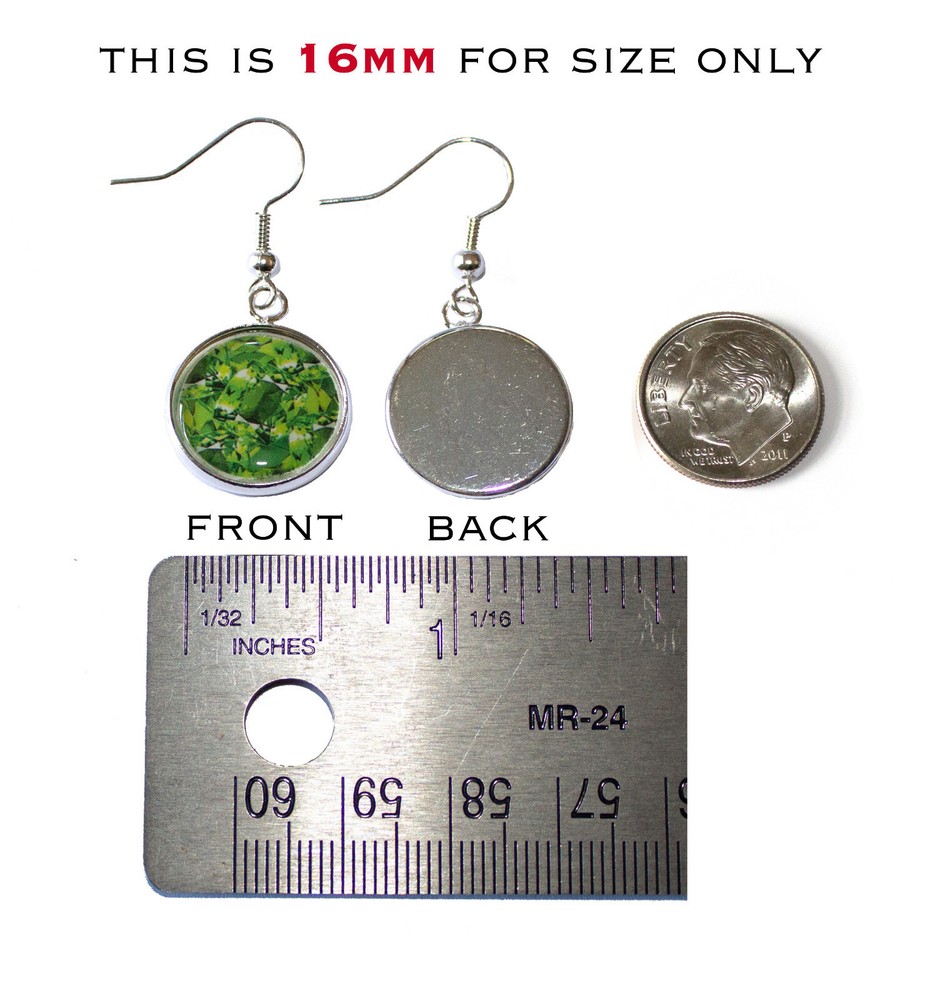 Blue Ocean Abstract Pattern Handmade Round Resin Dangling Earrings 16MM SIZE